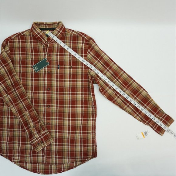 G.H. Bass Co Men's S Shirt Button Up Front Shirt Fired Brick Tan Plaid S - Picture 5 of 7